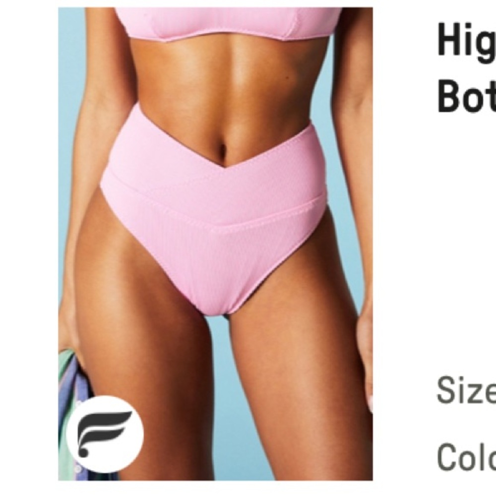 Pink High-Waisted Bikini Bottom - XXS
